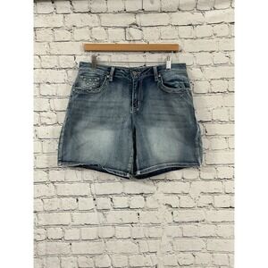 Earl Jean Women's Denim Shorts Size 14 Stars And Stripes Embroidered